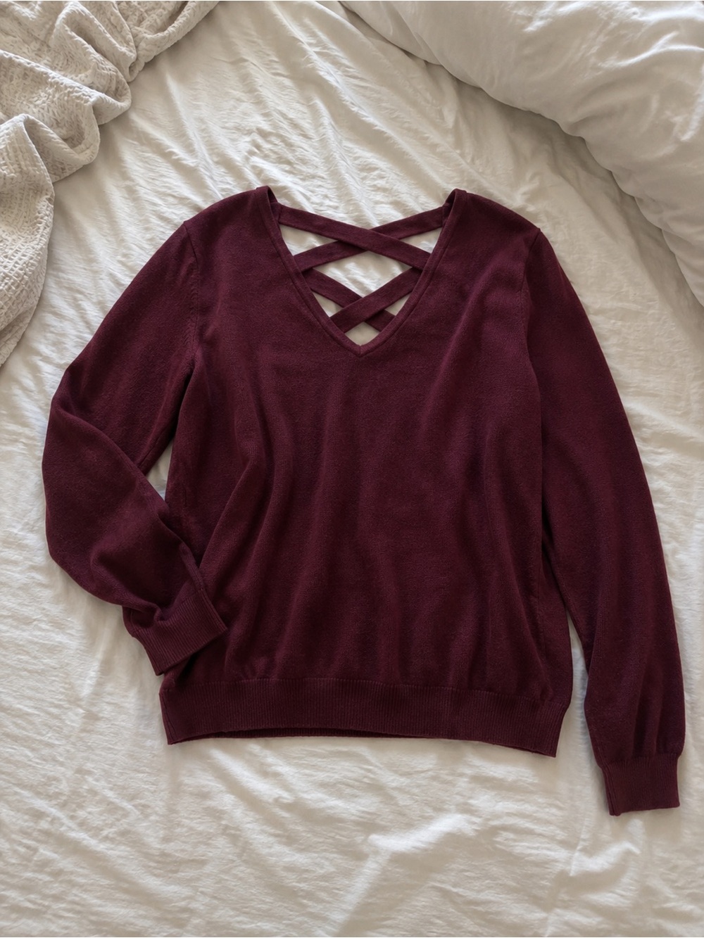 Love Ellie Mia V-Neck Sweater in Burgundy